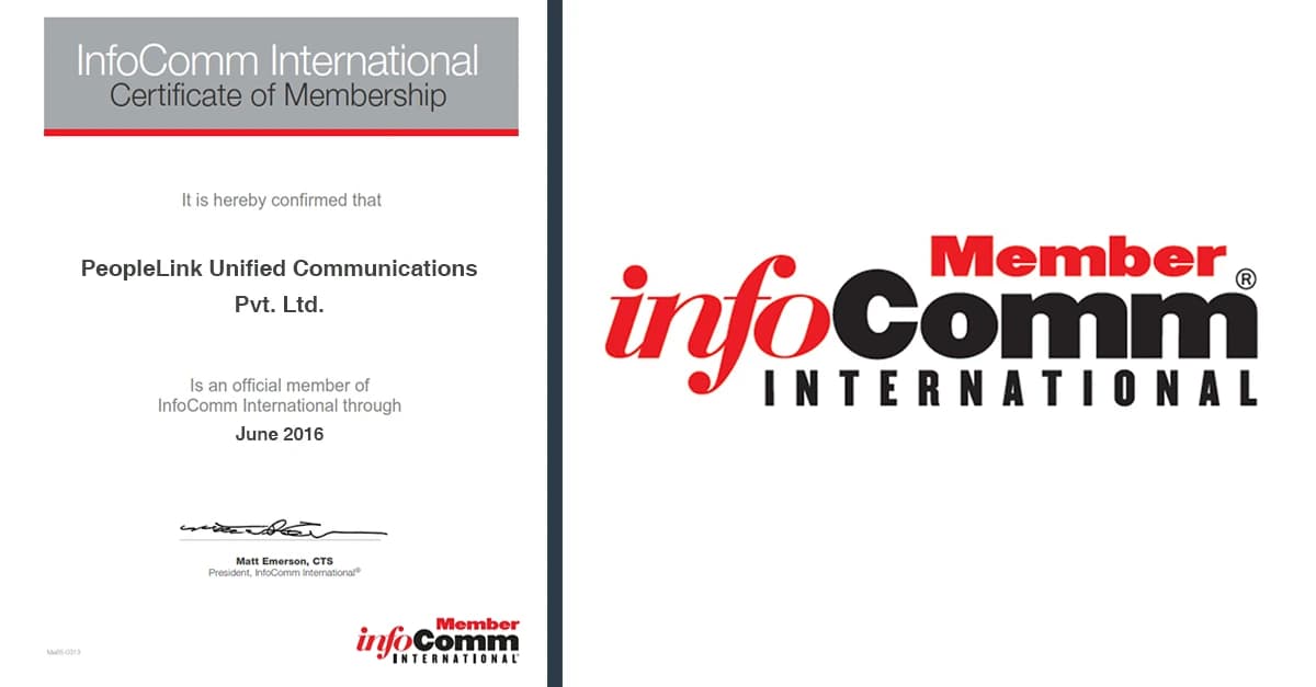 Official membership of AVIXA (Erstwhile -InfoComm International)