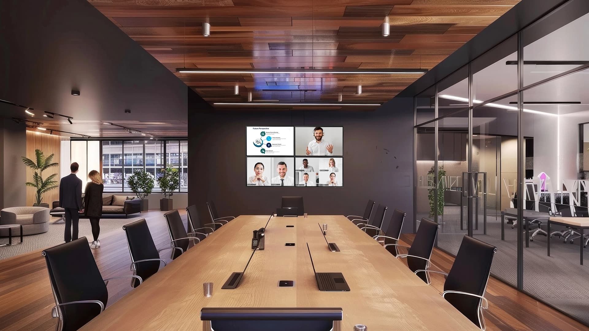 Healthcare waiting area with digital display