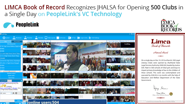 LIMCA Book of Record recognizes JHALSA for opening 500 clubs in a single day on PeopleLink’s VC technology